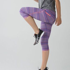 Lululemon Run: Top Speed Crop Space Dye Twist Iris Flower Pink Shell size 6